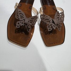 Olivia Miller Jelly Brown Butterfly Sandals